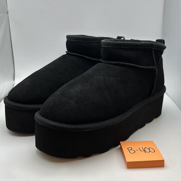CUSHIONAIRE Women's Genuine Suede pull on platform boot +Memory Foam 7W BLACK - Picture 3 of 7